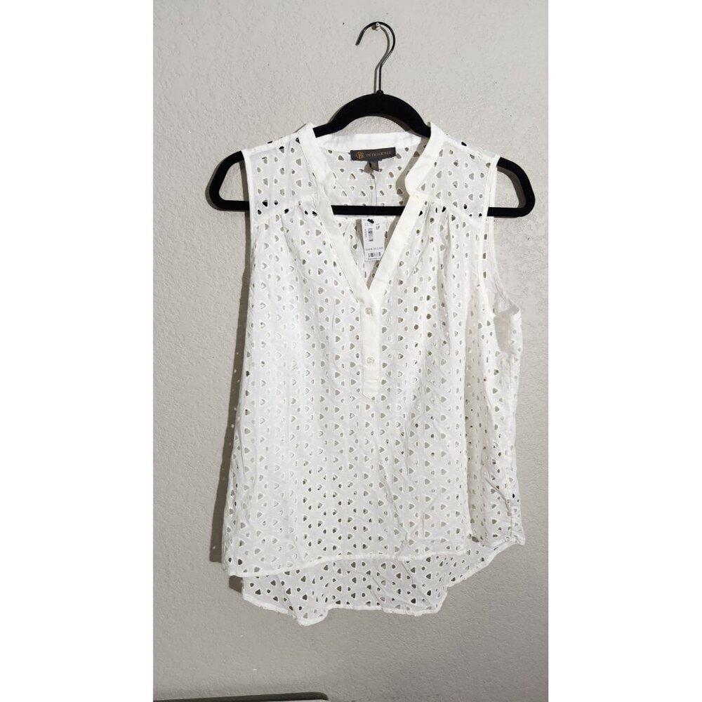 Outback Red Eyelet Blouse Womens Large Petite New White